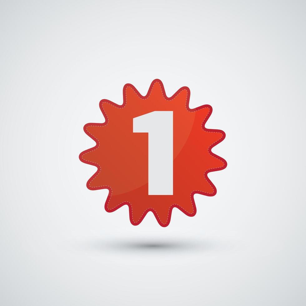 Text number one on the round label in flat design template vector