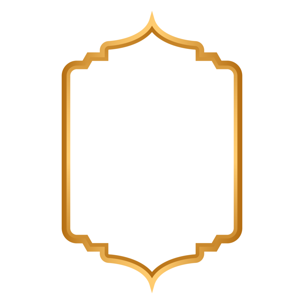 Aesthetic gold islamic mosque gate frame with golden islamic shape and text box banner png