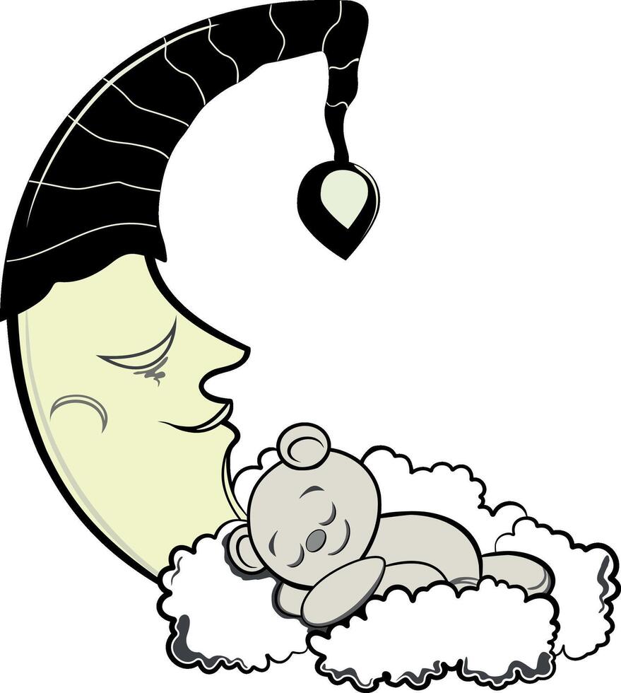 TEDDY BEAR AND MOON vector