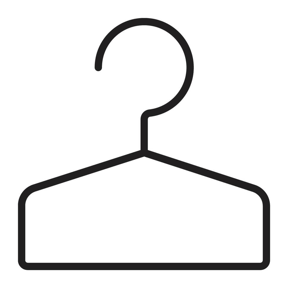 Clothes hanger single line icon, changing room sign, black editable stroke symbol, simple monochrome pictogram for a locker, cloakroom and wardrobe outline illustration vector
