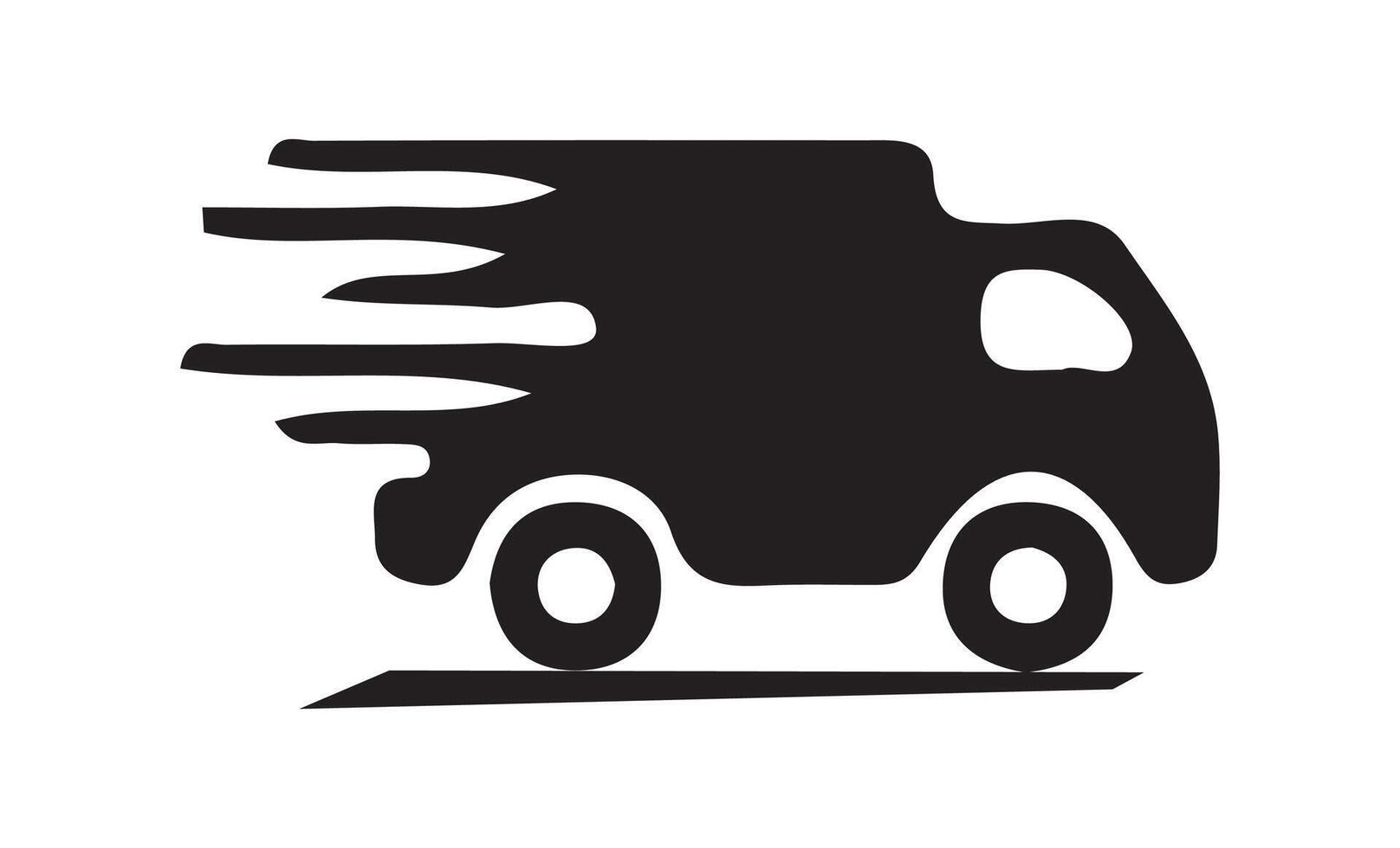 Fast moving shipping delivery truck line art vector