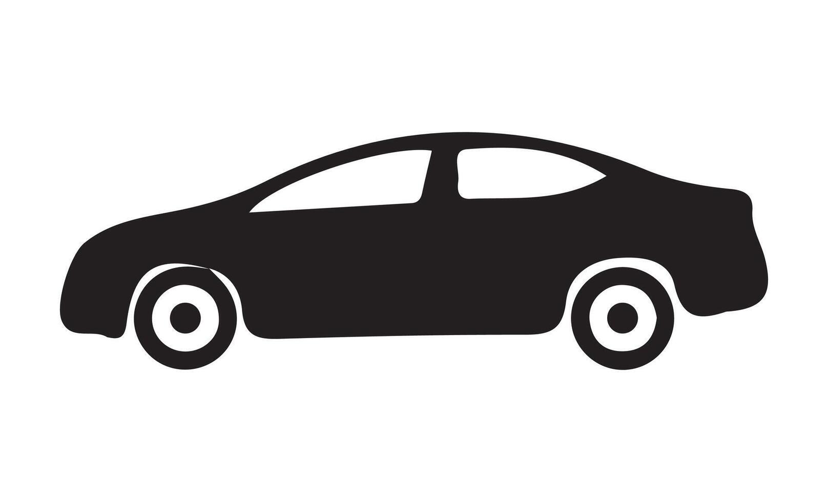Car Icon with Racing Wheels. Sport Car Silhouette Side View isolated on White Background. vector