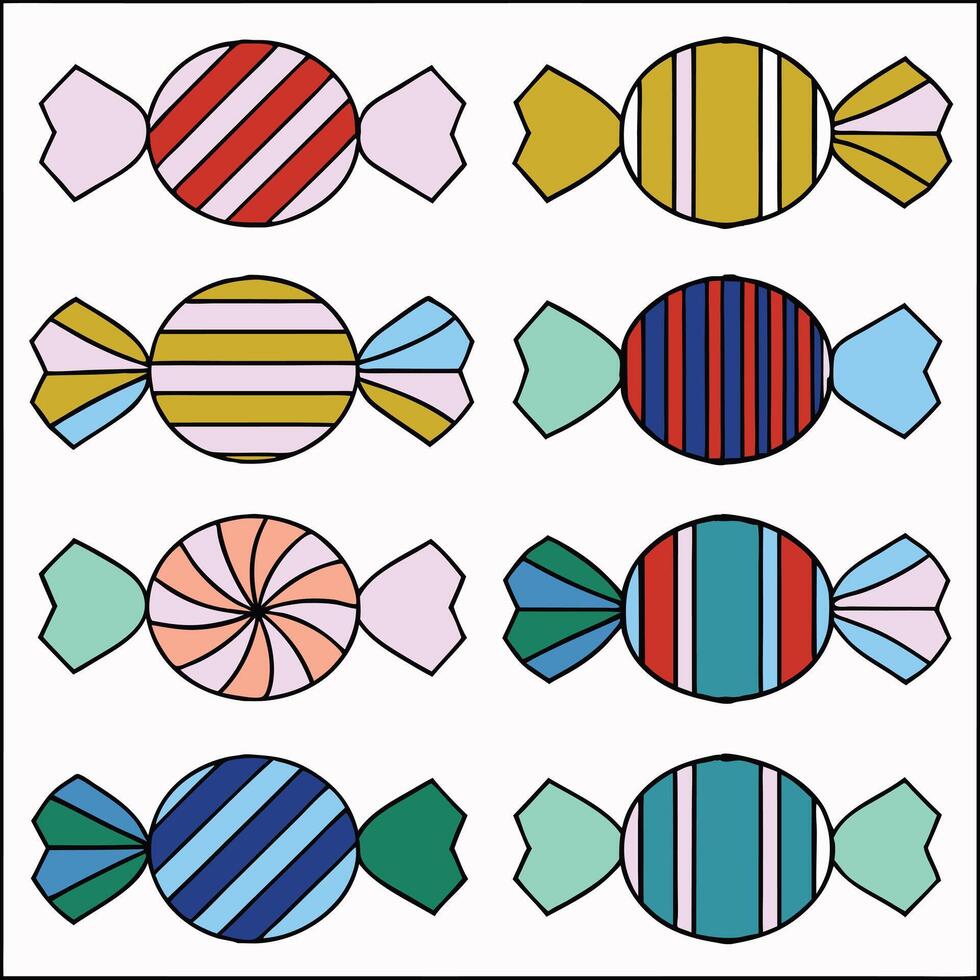 Candy coloring icon mark set symbol for web application. vector