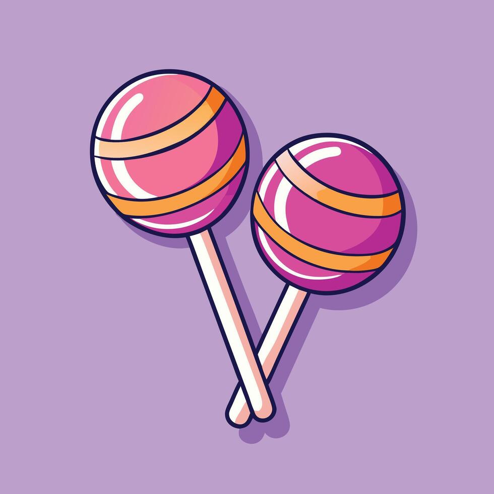 Christmas lollipop color and outline icon. Sweet candy on stick with red and white swirls. vector