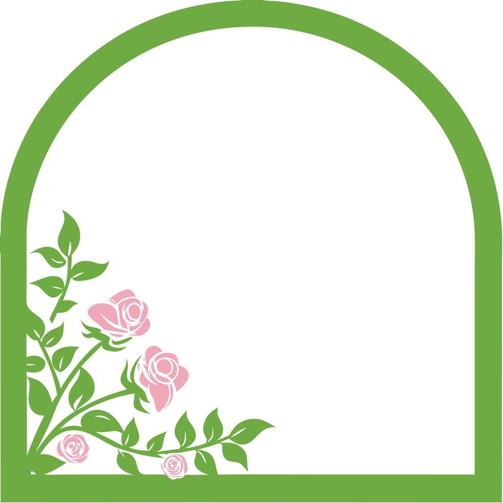 Delicate green frame cosmos flowers white square frame design. vector