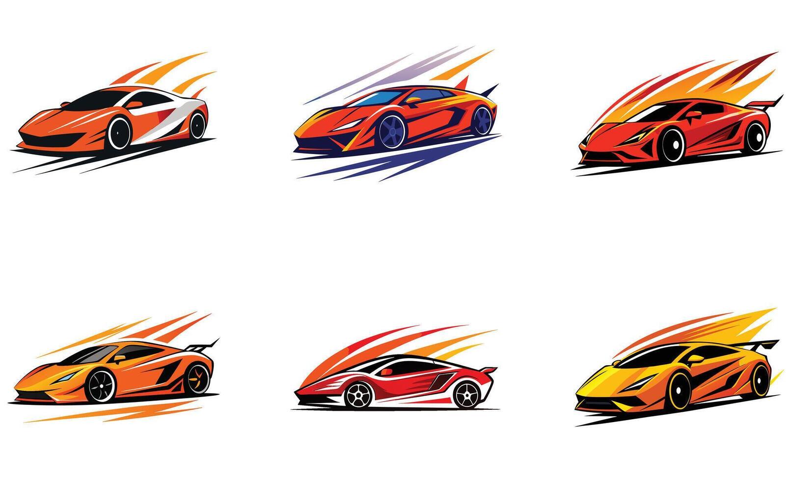 Set of Fast Sports Cars illustration on white background vector