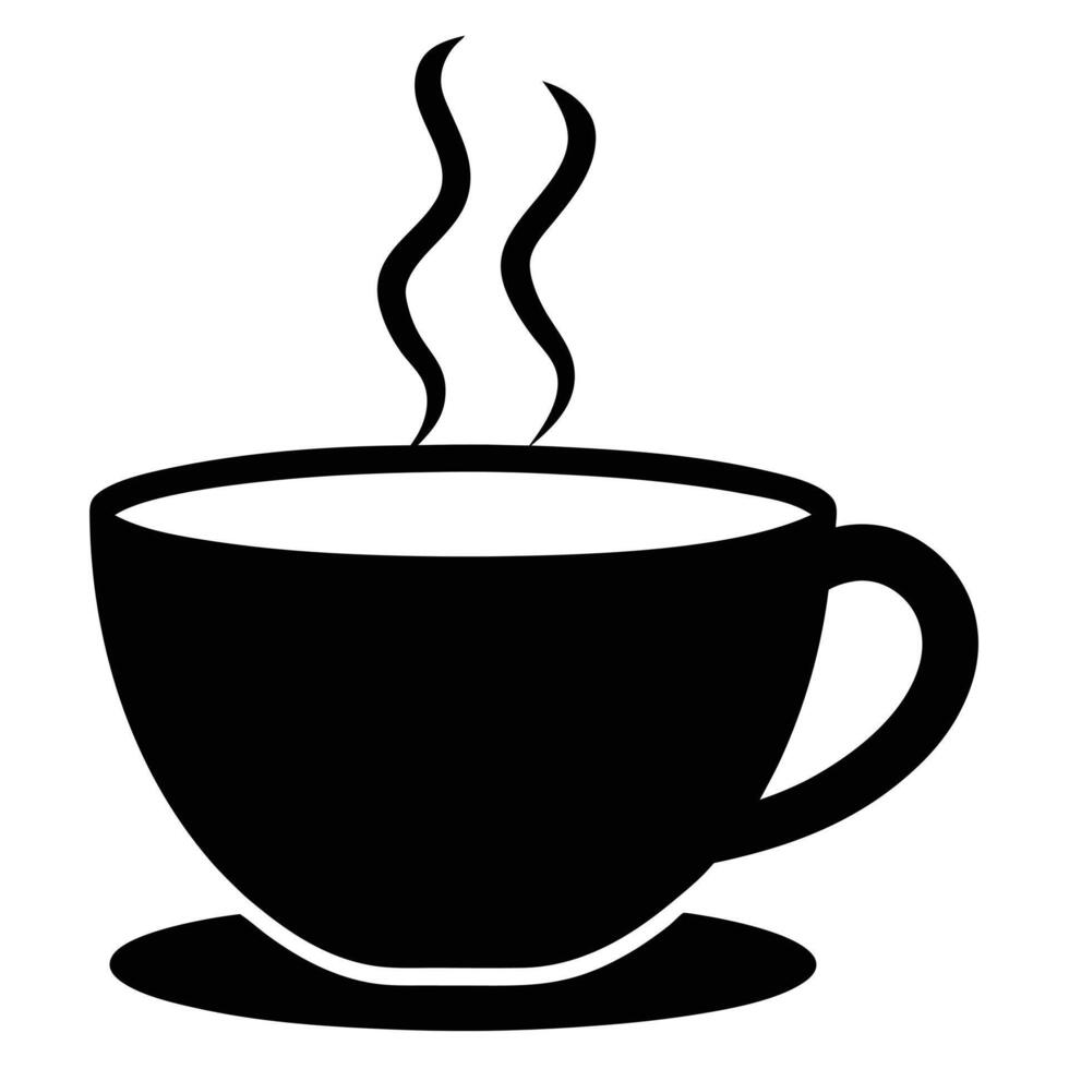 Coffee Mug with Steam Silhouette Illustration on White vector