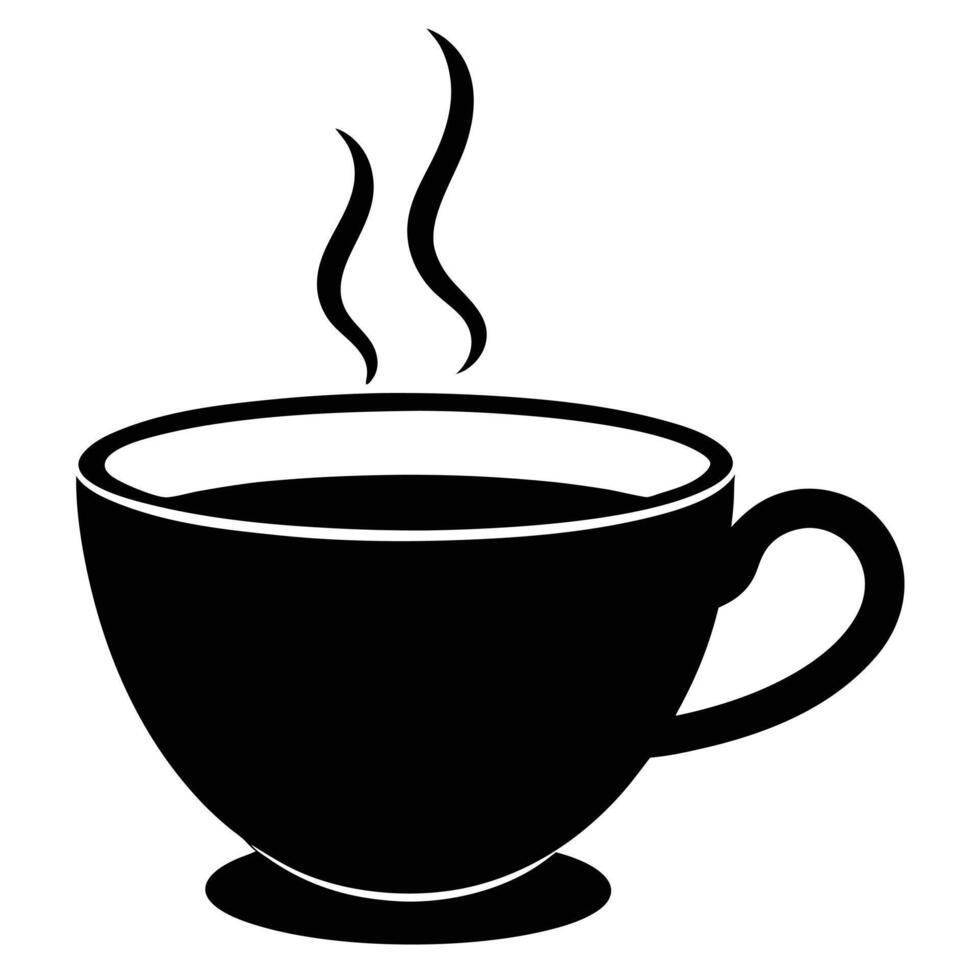 Steaming Coffee Cup Silhouette Art Isolated on White vector