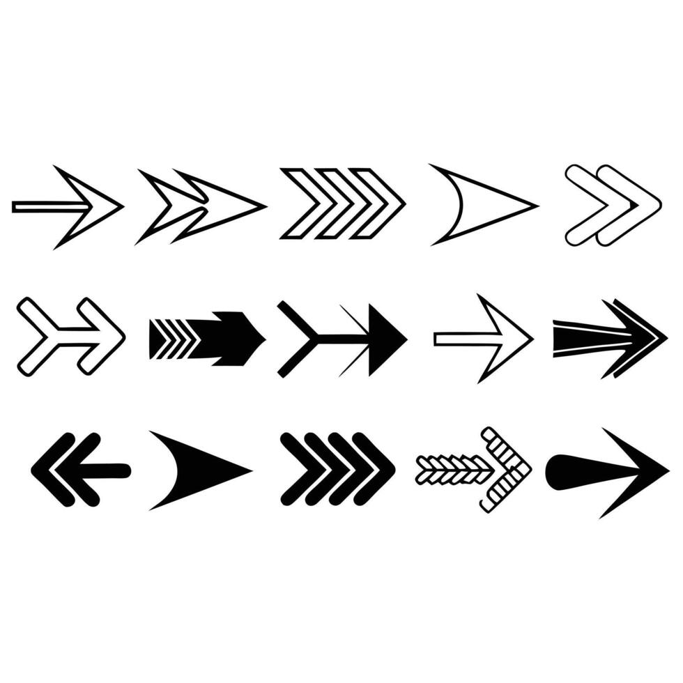 Set of Unique Arrow Silhouettes vector