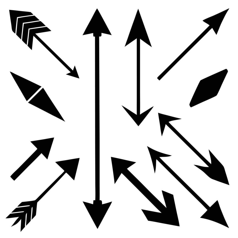 Black Hand-Drawn Arrows on White Background vector