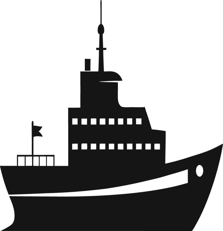 Black ship Silhouette Art on white background vector