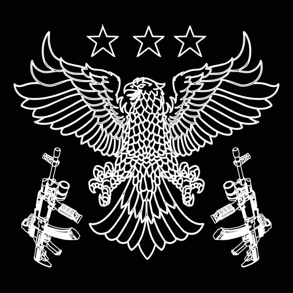 American Eagle Military Tribute with Rifles and Stars vector