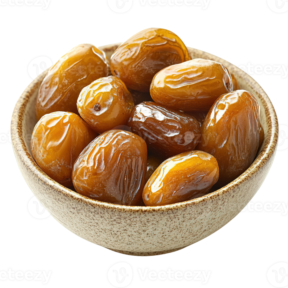 Fresh Premium Shiny Golden Dates Displayed in Elegant Ceramic Serving Bowl png