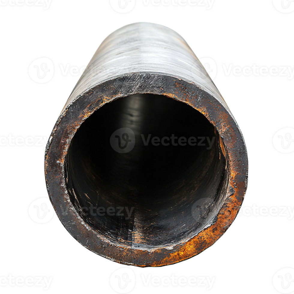 Close-Up of Blackened and Rusted Metal Pipe Isolated on Transparent Background png