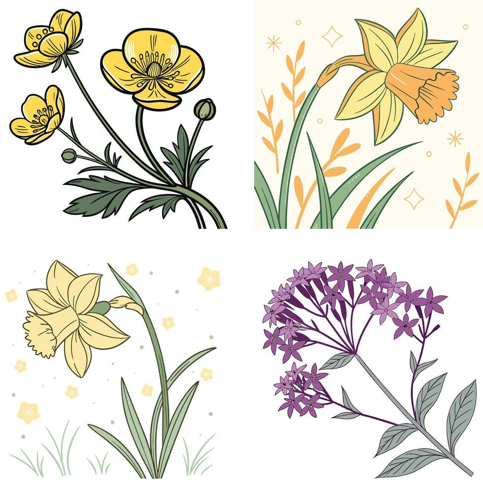 Nature-Inspired Flower Designs vector