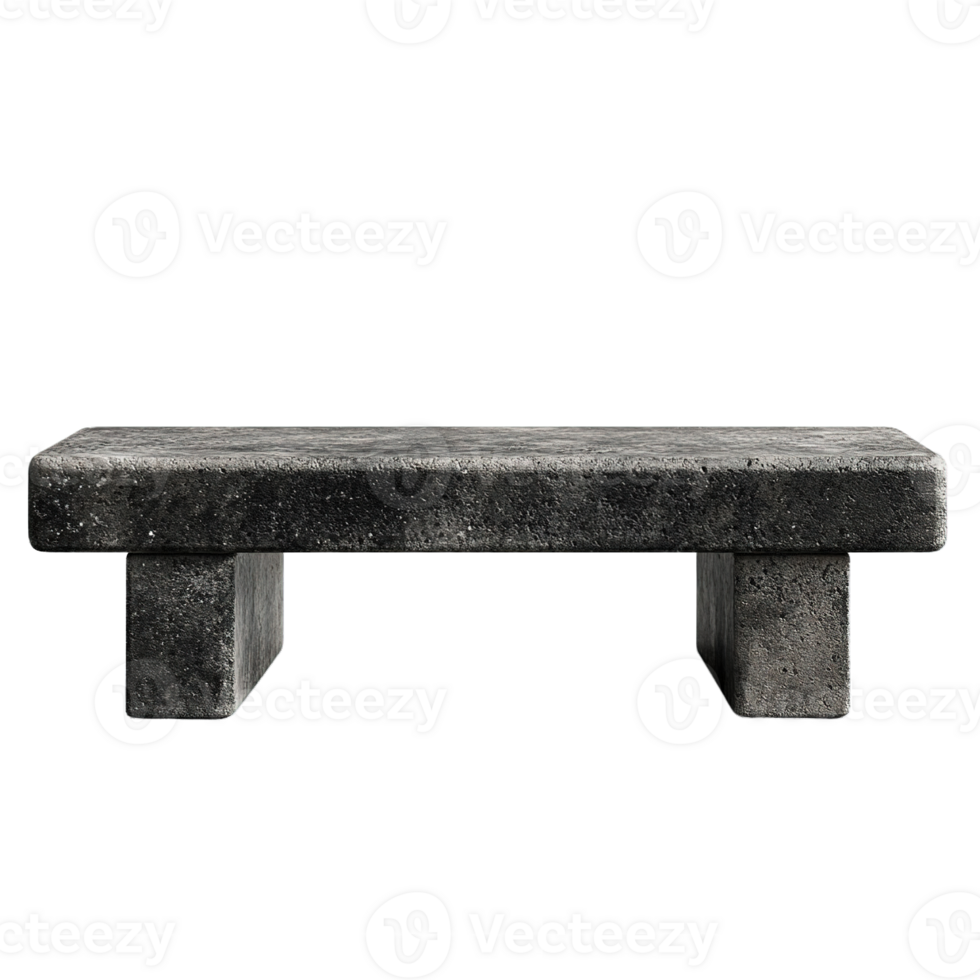 Durable Concrete Seat with a Rugged, Unpolished Surface Design png