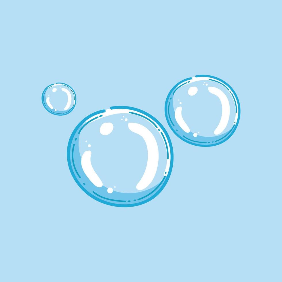 graphic of three simple blue bubbles on a light blue background, focusing on color minimalism. vector