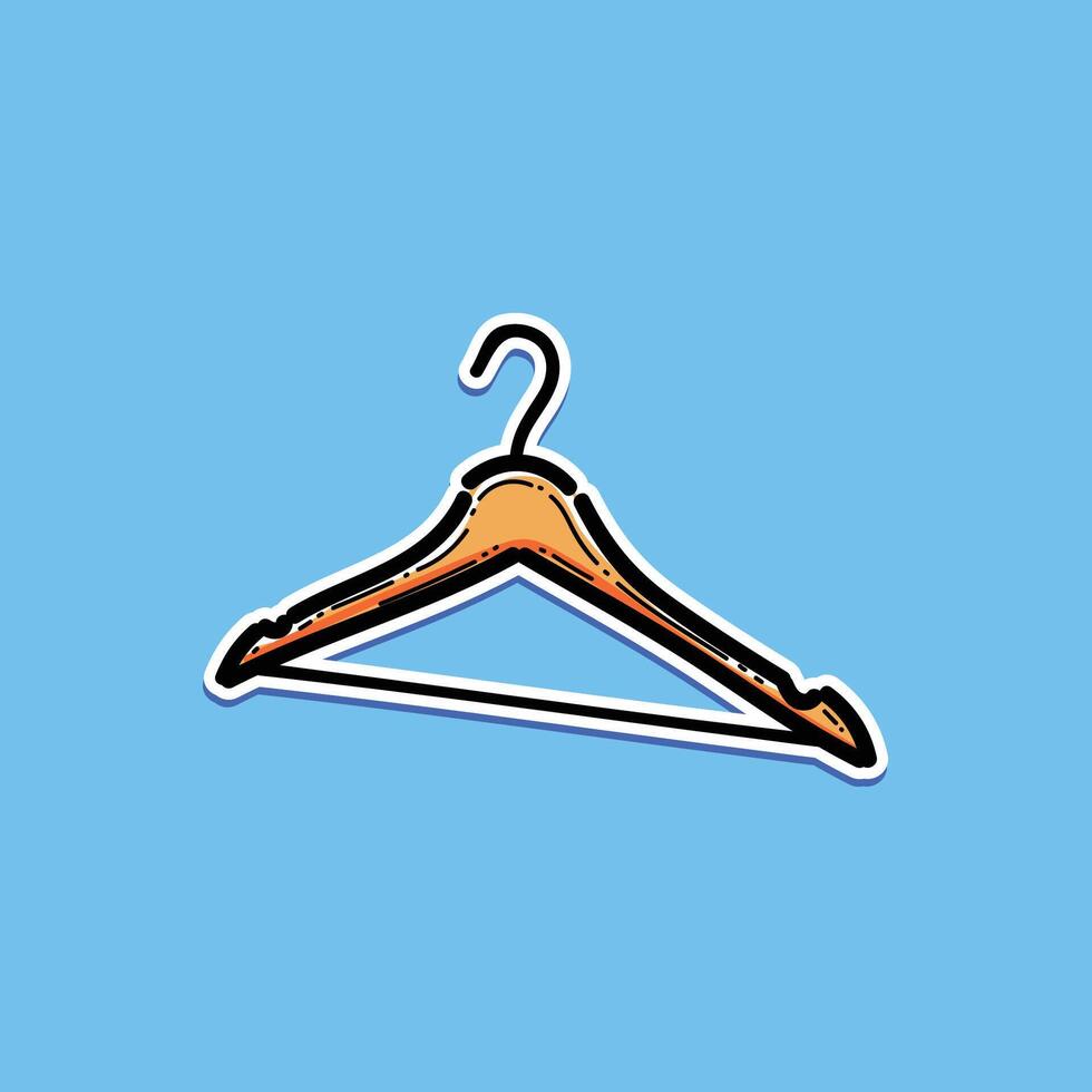 Simplistic Illustration of a Minimalist Cloth Wooden Hanger on a Blue Background vector