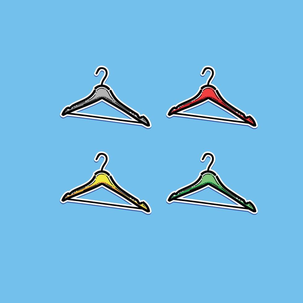 Simplistic Illustration of a Minimalist Colletion Cloth Wooden Hanger on a Blue Background vector