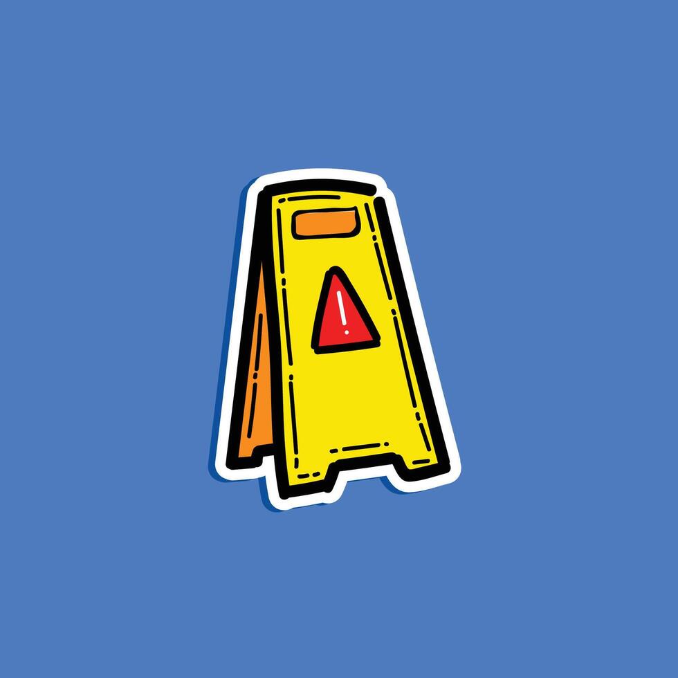 Illustration of a safety caution sign, slippery sign floor against a vibrant blue background, emphasizing safety and warnings. vector