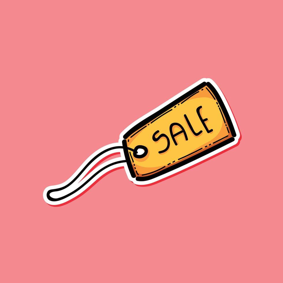 A colorful illustration of a prominent yellow sale tag sale on a lively pink background, symbolizing discounts and promotions in a cheerful and eye catching design. vector