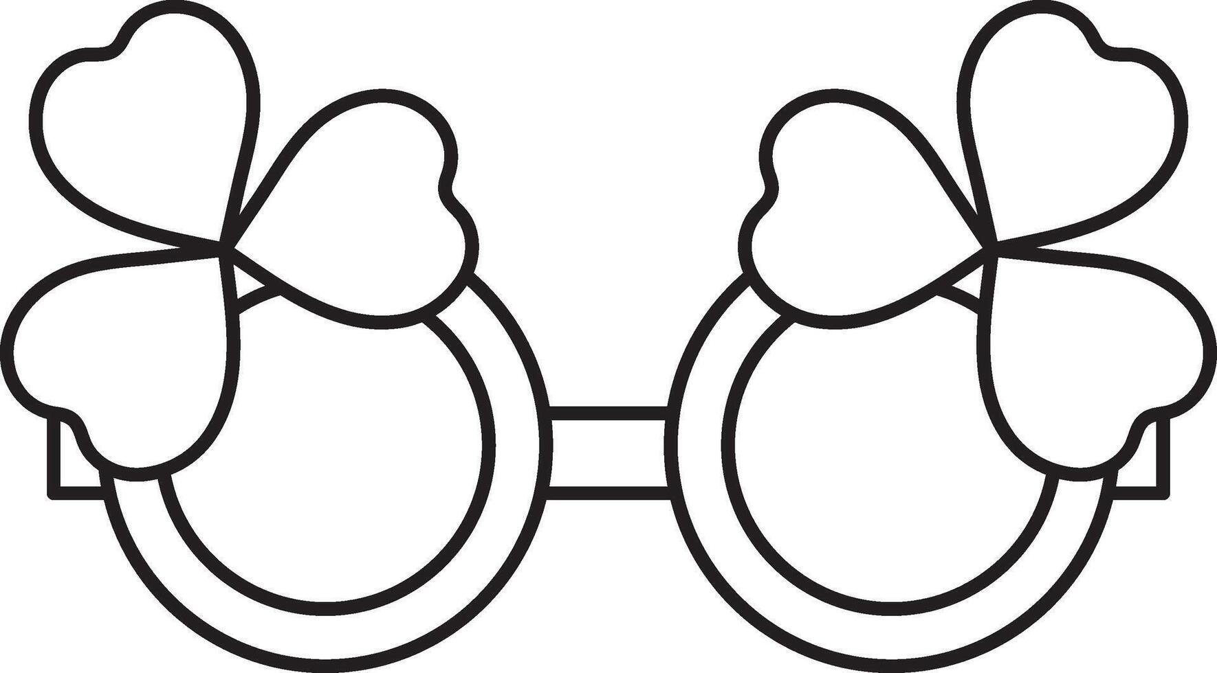 St. Patrick's Day, illustration, holiday glasses decorated with three-leaf clover, black and white linear icon isolated on a white transparent background vector