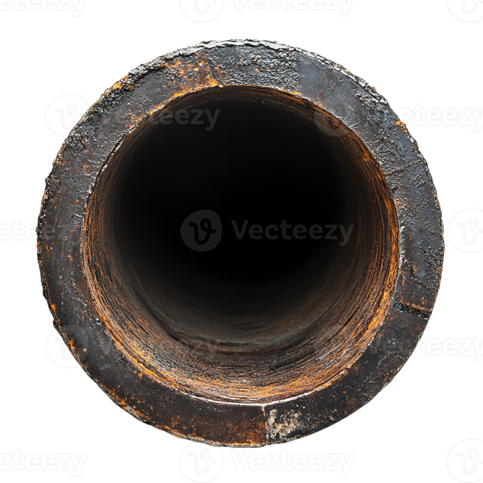 Industrial Raw Steel Pipe with Visible Weld Seams and Textured Surface png