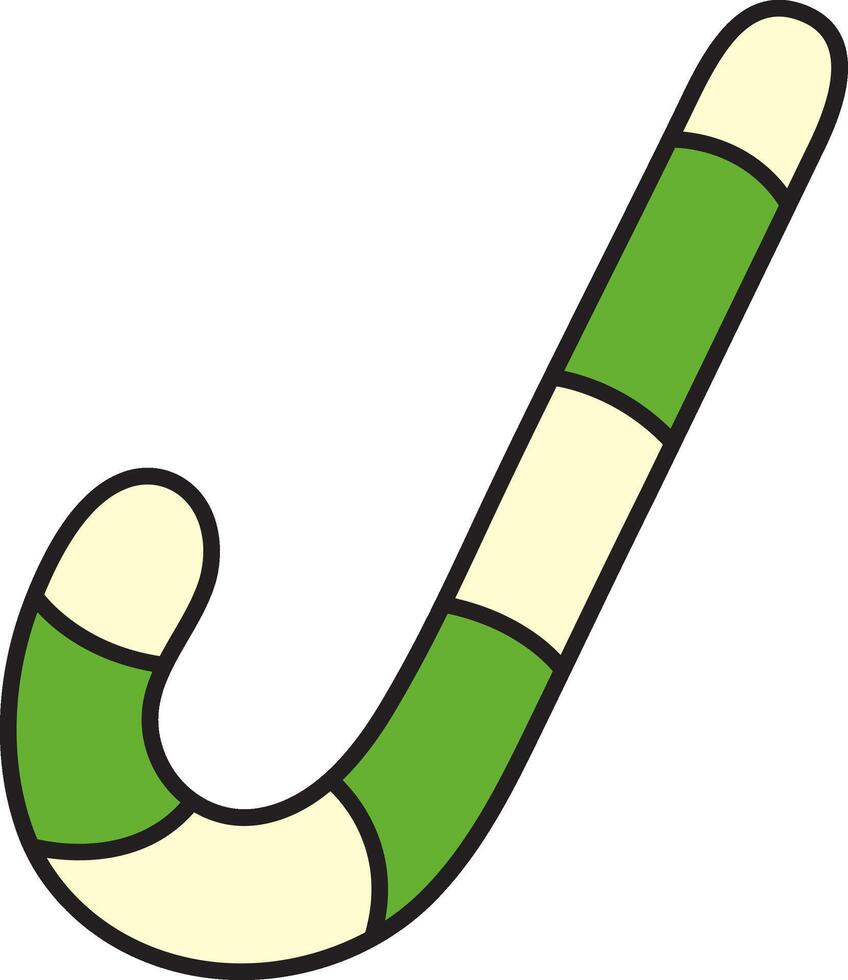 St. Patrick's Day, illustration, candy striped green white lollipop cane, retro vintage style, flat icon isolated on a white transparent background vector