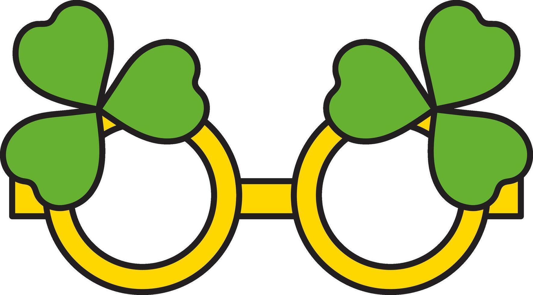 St. Patrick's Day, illustration, holiday glasses decorated with three-leaf clover, retro vintage style, flat icon isolated on a white transparent background vector