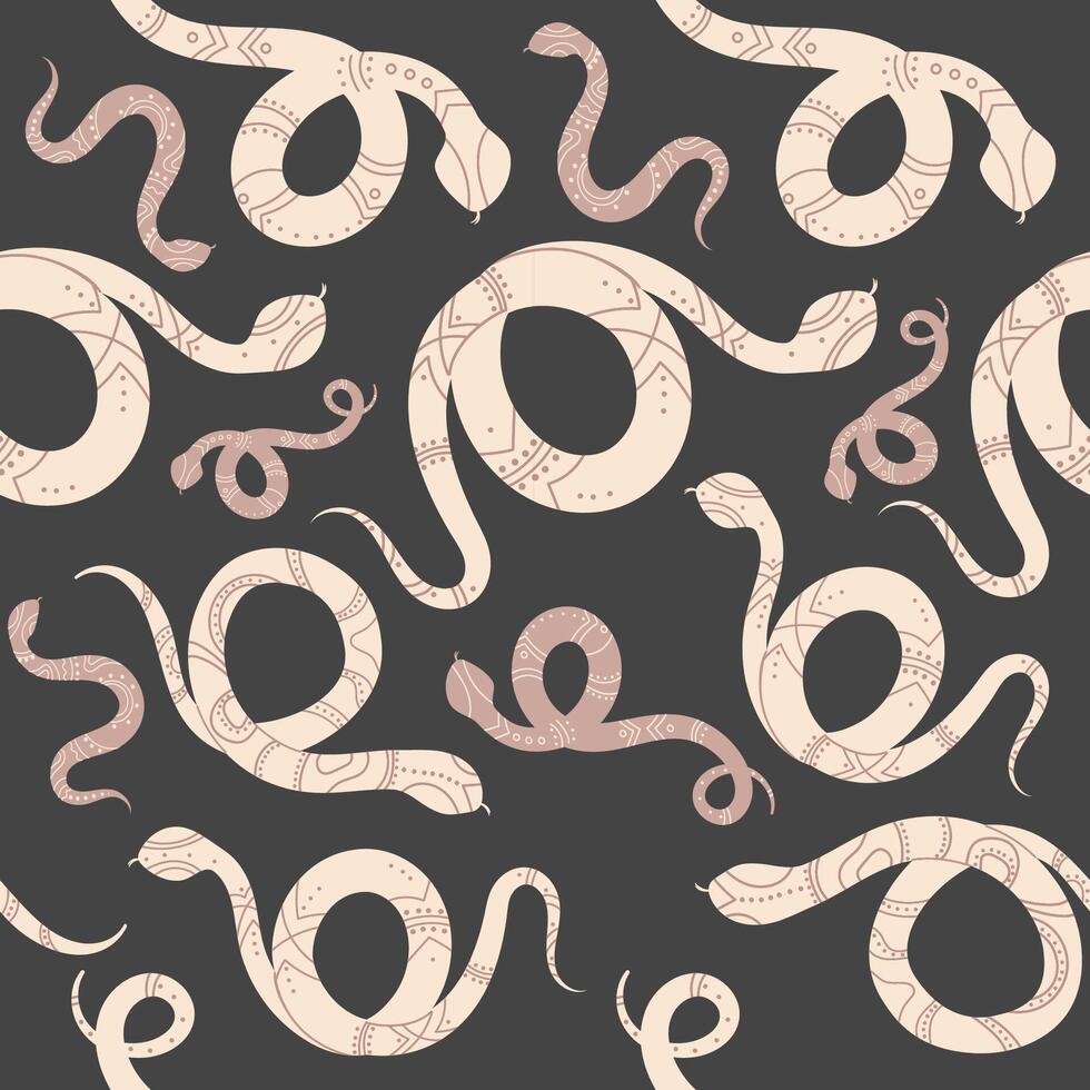 Boho Style Snake Pattern with Abstract Tribal Designs.Perfect for textile design, wallpapers, boho-style projection, and digital prince. illustration vector