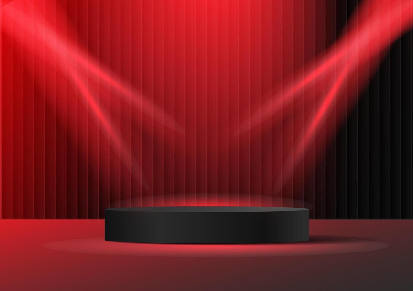 Luxury Empty stage with red spotlights and round podium suitable for product presentations, showcases, promotions, award ceremonies, advertising campaigns, backdrop. illustration vector
