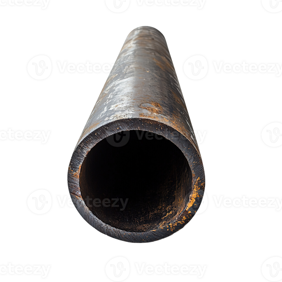 Steel Pipe Cross Section Highlighting Weld Marks and Industrial Wear png