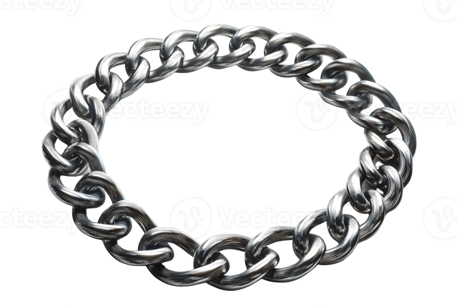 Closeup of Circular Metal Chain with Interlocking Polished Links png