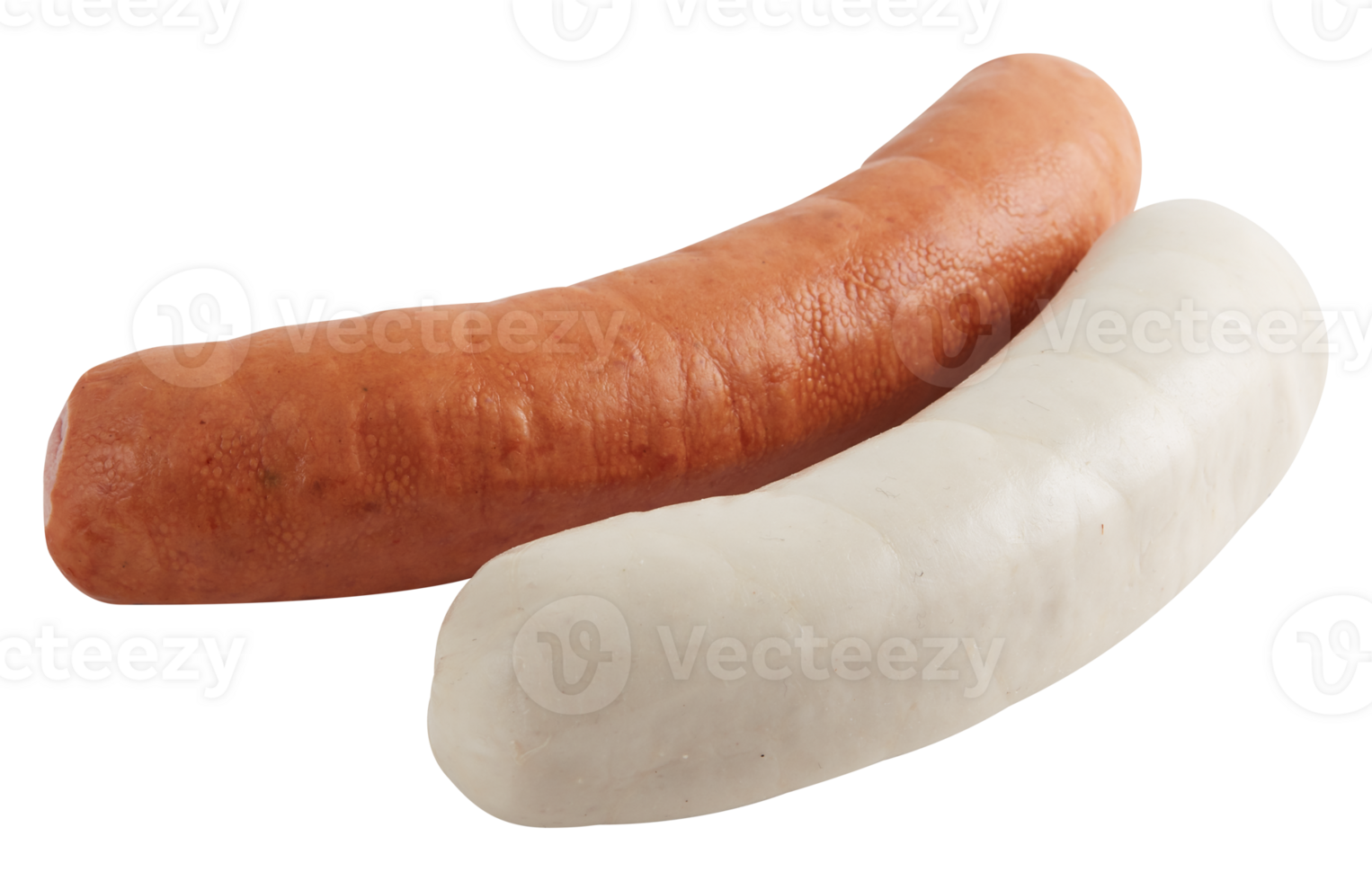 Fresh red and white sausage cut out isolated transparent background png