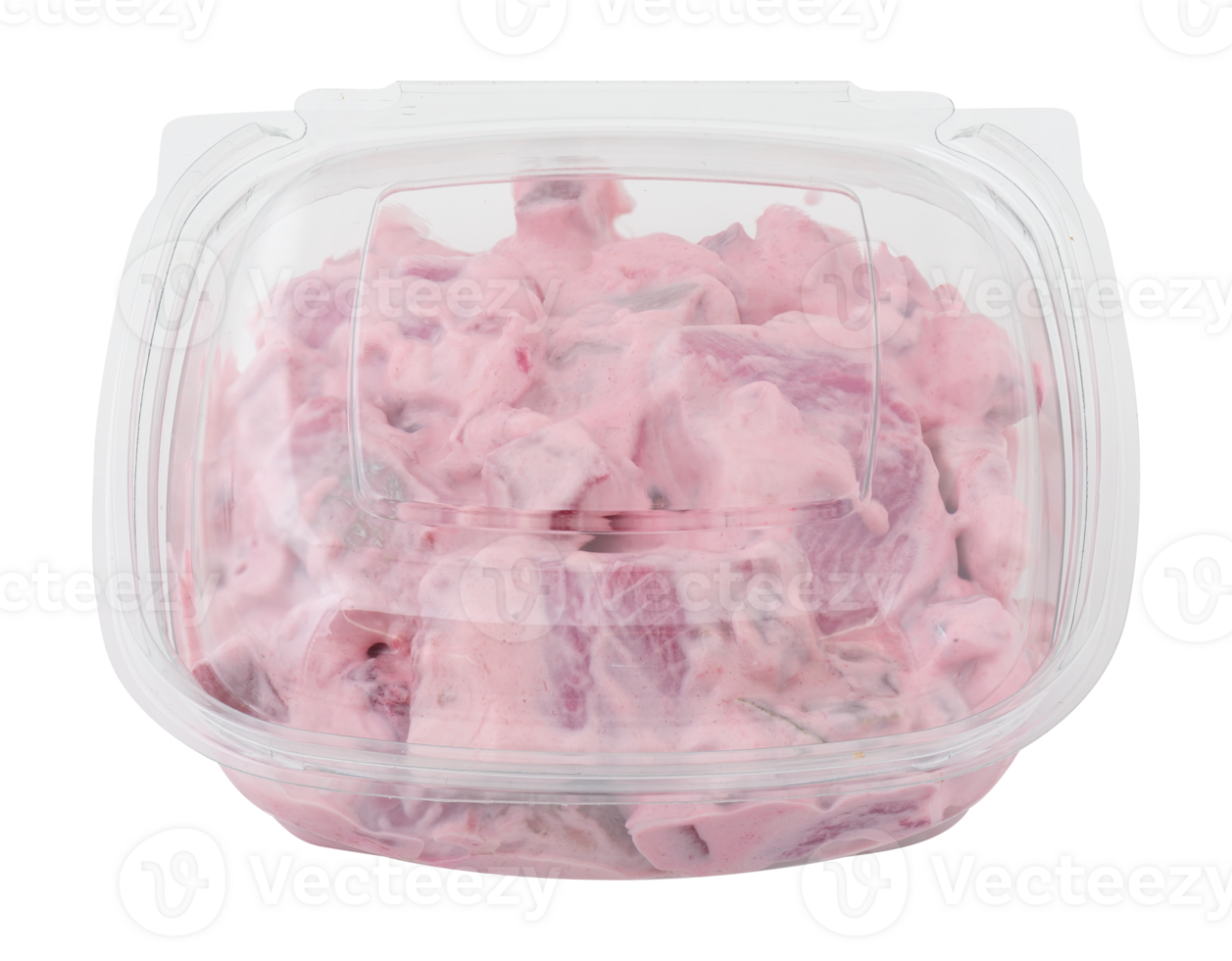 Salad in a clear plastic box cut out isolated transparent background png