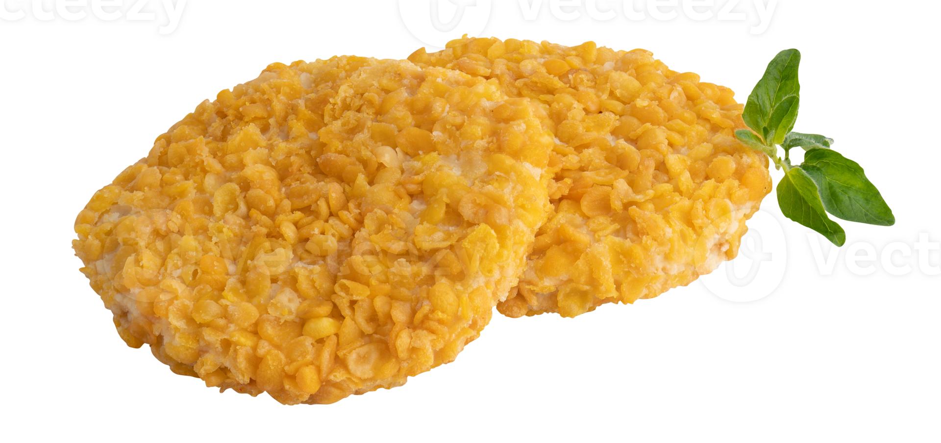 Crispy fried burger patties cut out isolated transparent background png