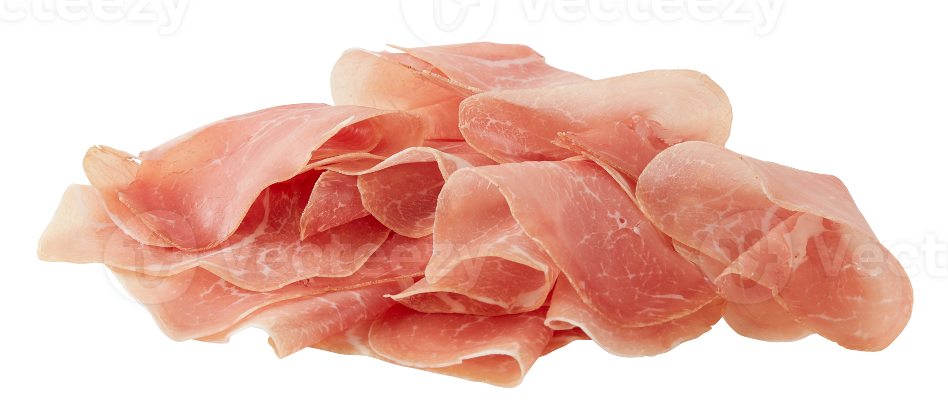Sliced smoked pork cut out isolated transparent background png