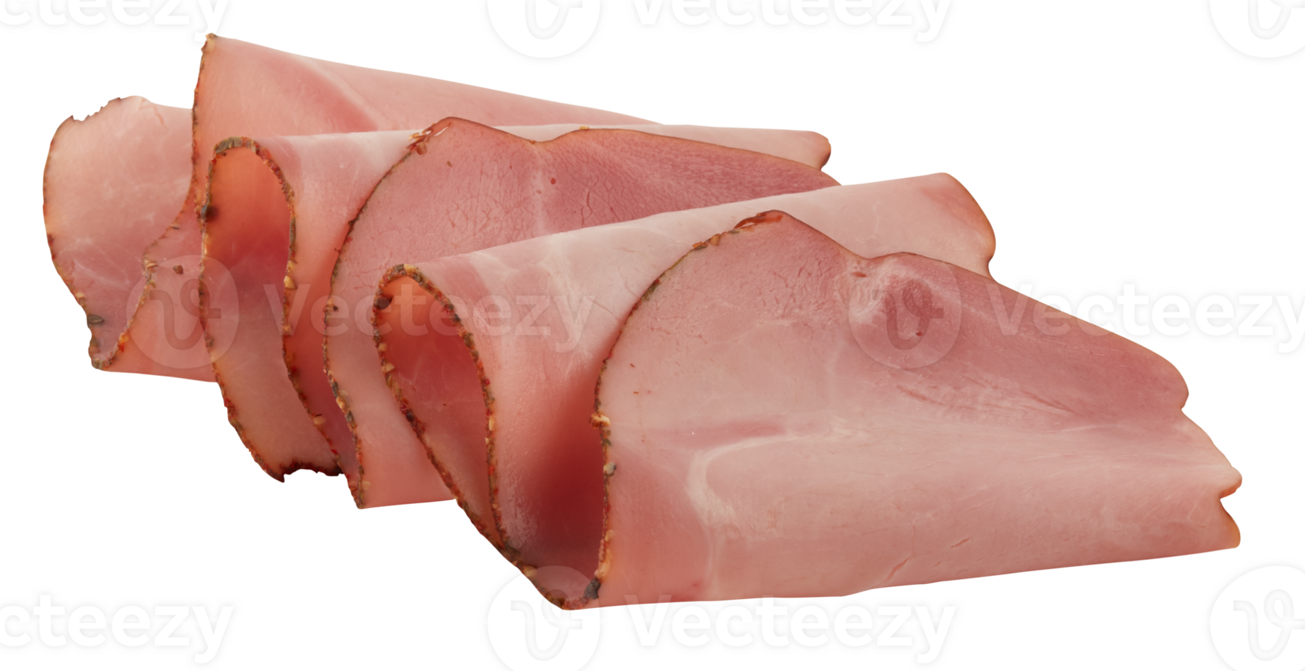 Fresh smoked pork ham cut out isolated transparent background png