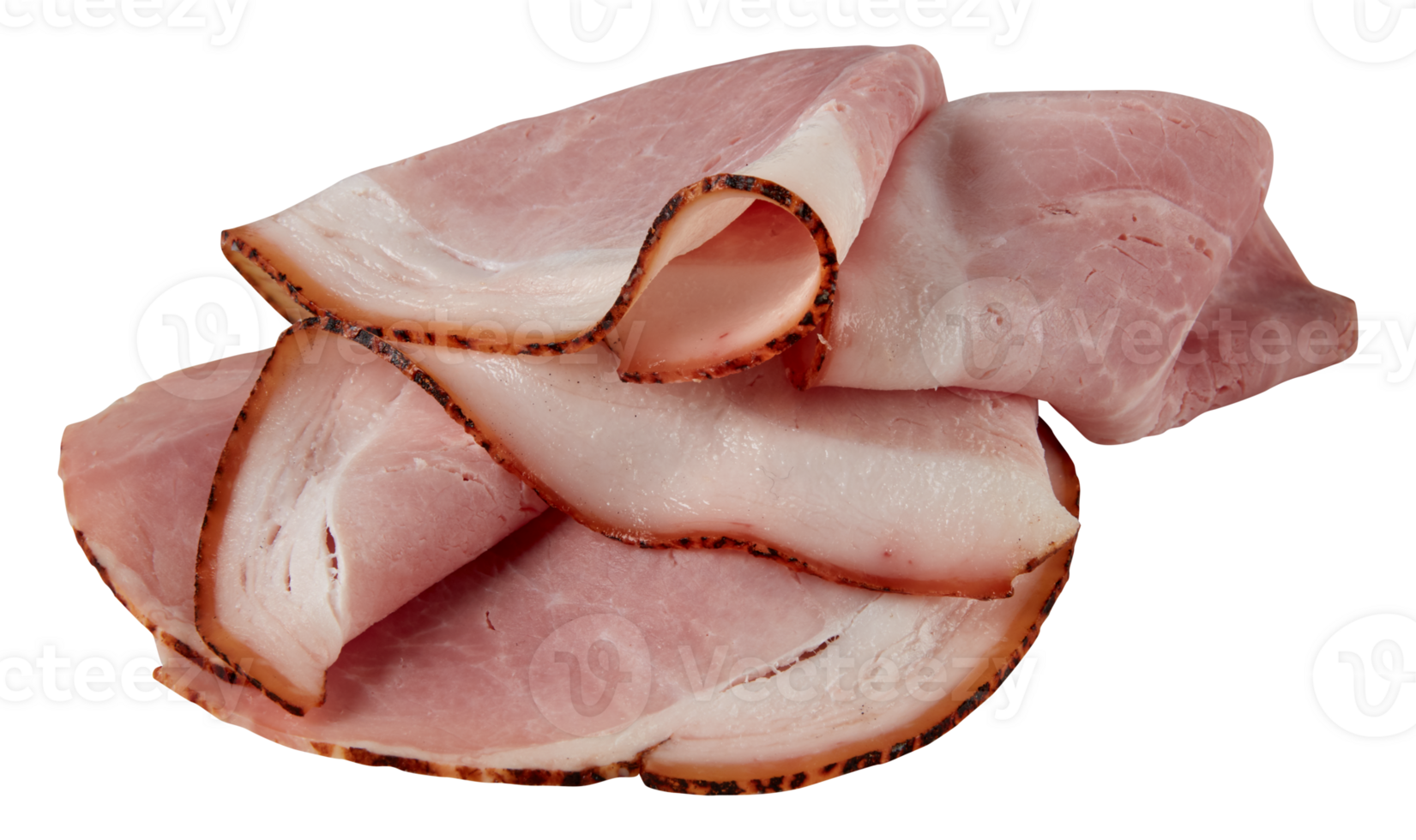 Smoked Ham Slices cut out isolated transparent background png