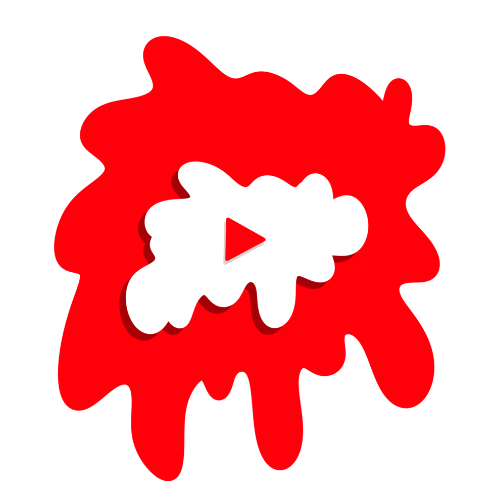 youtube icon, red paint splatter, transparent background png