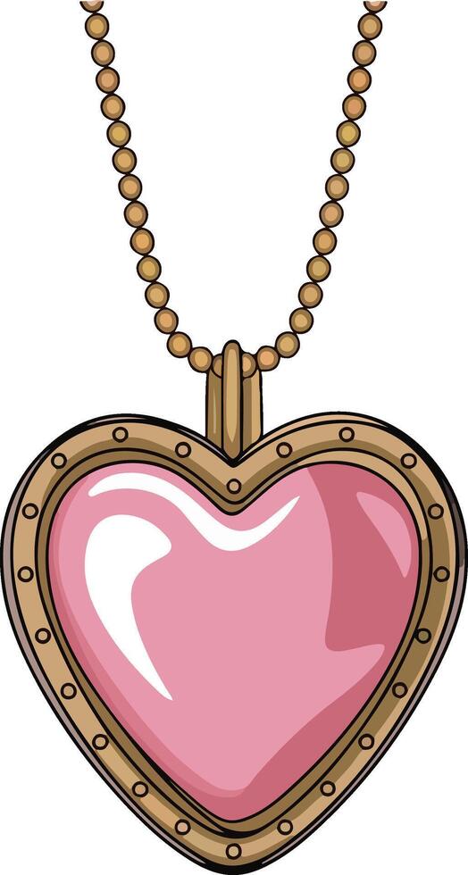 pink heart shaped pendant with a chain vector