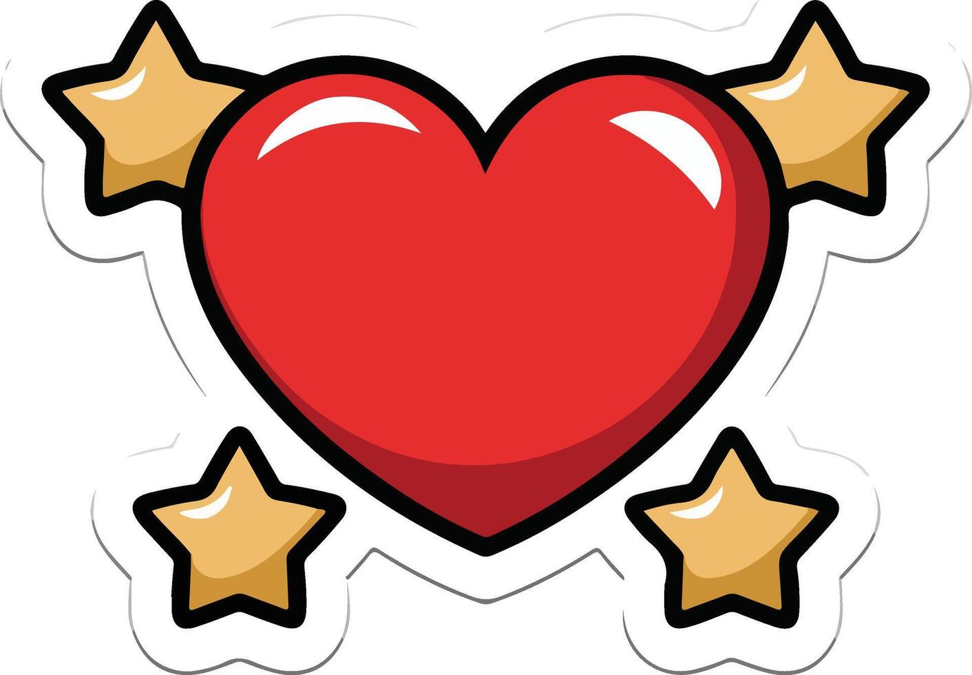 a red heart with stars on it vector