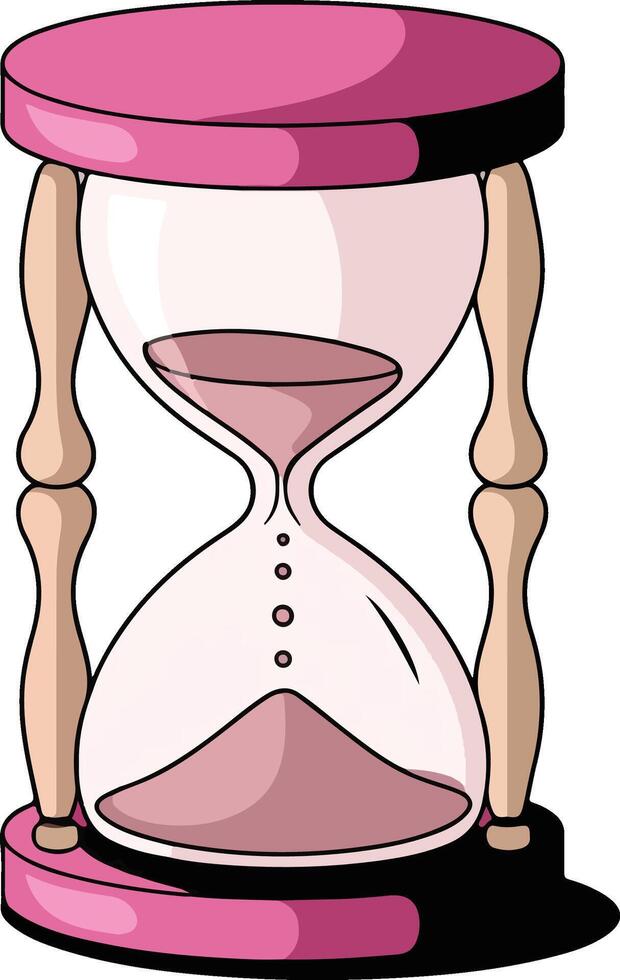 an hourglass with a pink background vector