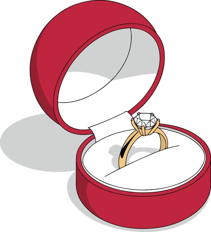 engagement ring in a red box vector