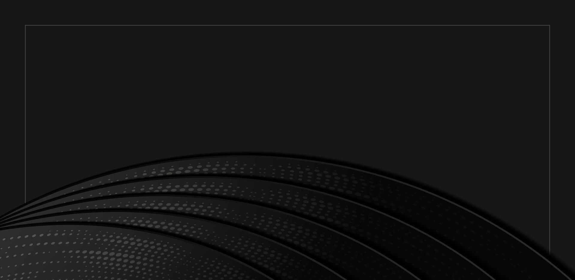 Dark black abstract wave design background. vector
