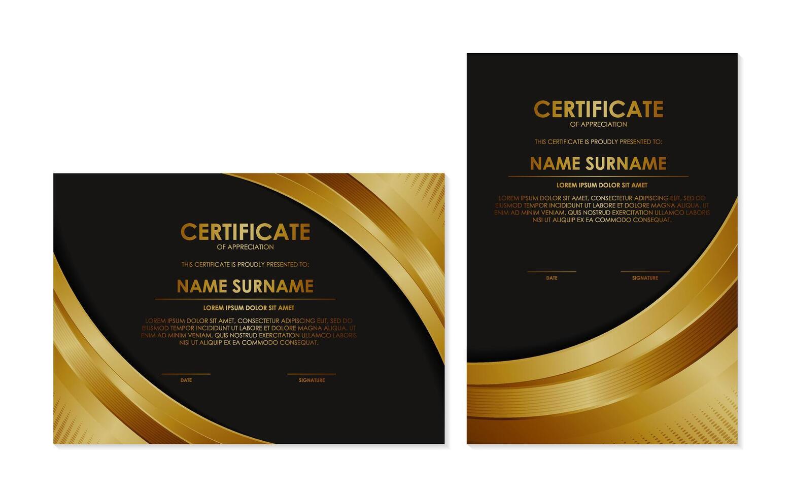 luxury gold appreciation certificate design. vector