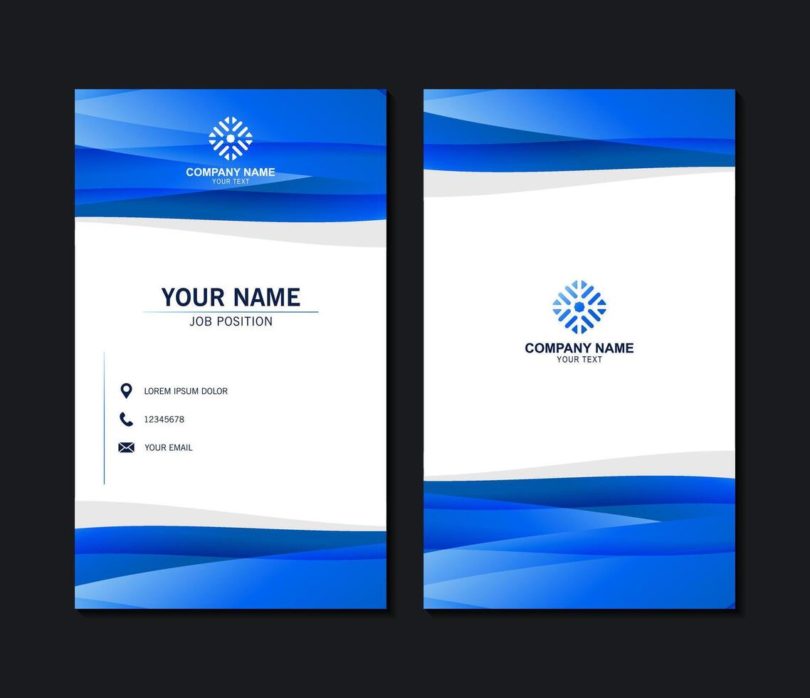 blue wave abstract business card design template vector