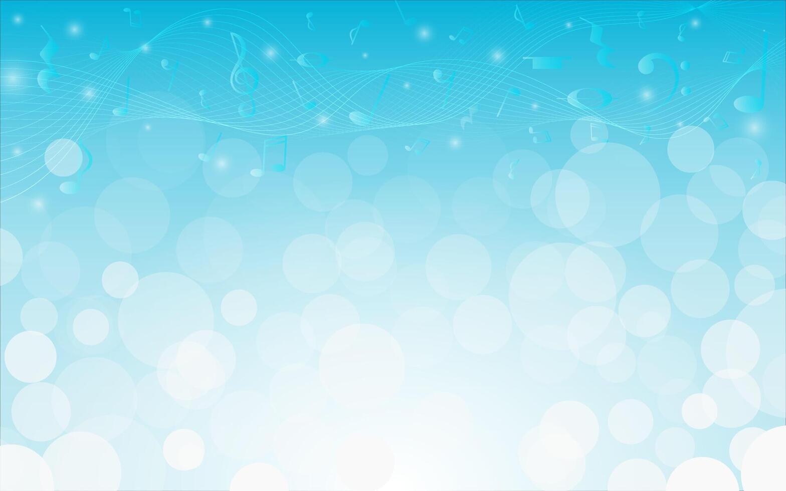 Abstract musical background. Flowing music notes, treble clef and staves with stylish bokeh effect. illustration template for music festival, posters, flyers vector