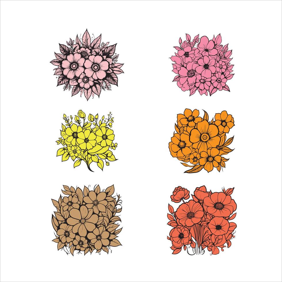 Vibrant Floral Illustrations , vector