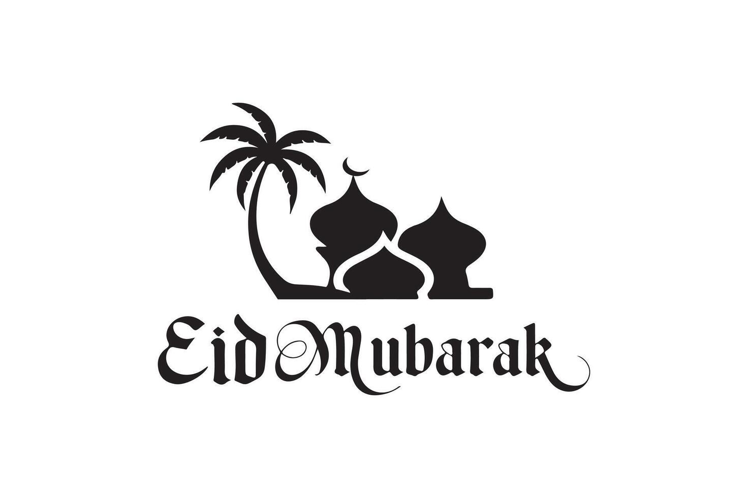 Eid Mubarak Typography Art design. Eid Mubarak sign, wish greeting, sticker, card, poster, illustration isolated stock on a white background. vector
